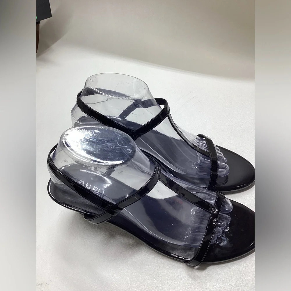 Vaneli Mohan T-strap Wedge Sandals In Black Size 9.5 - Picture 2 of 11